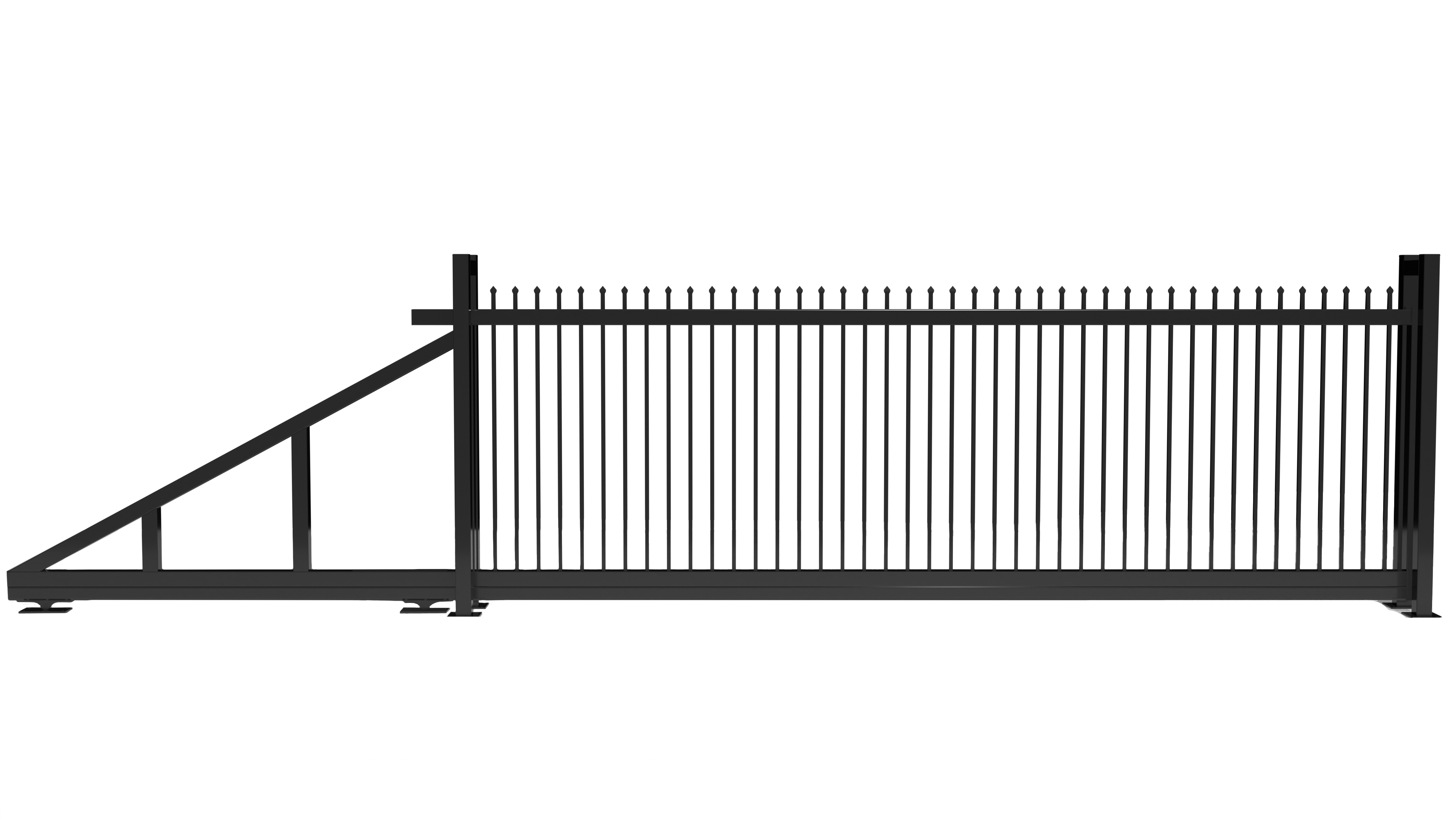 Cantilever sliding gate and drive system render