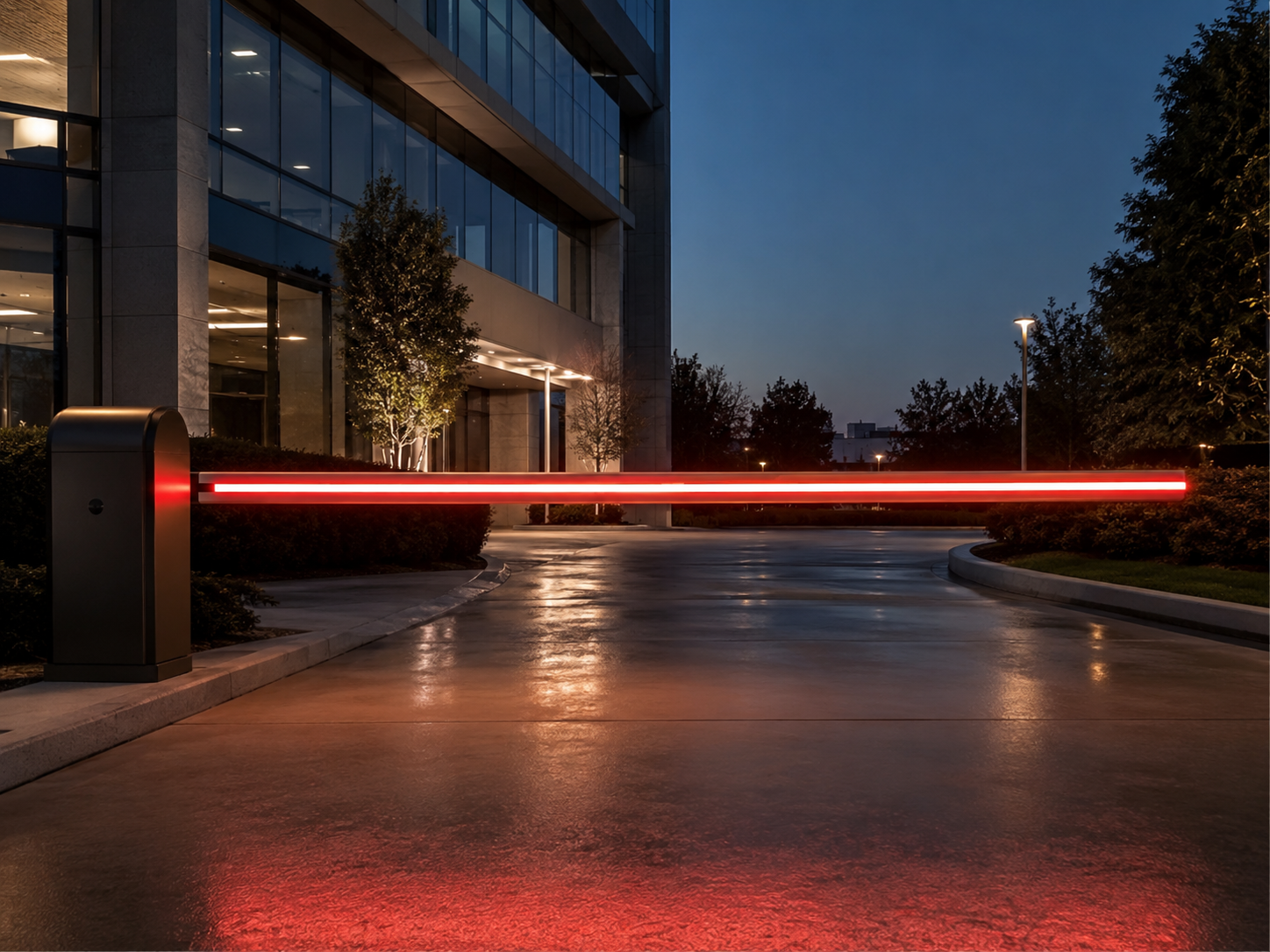 Boom gate arm with integrated red LED lighting