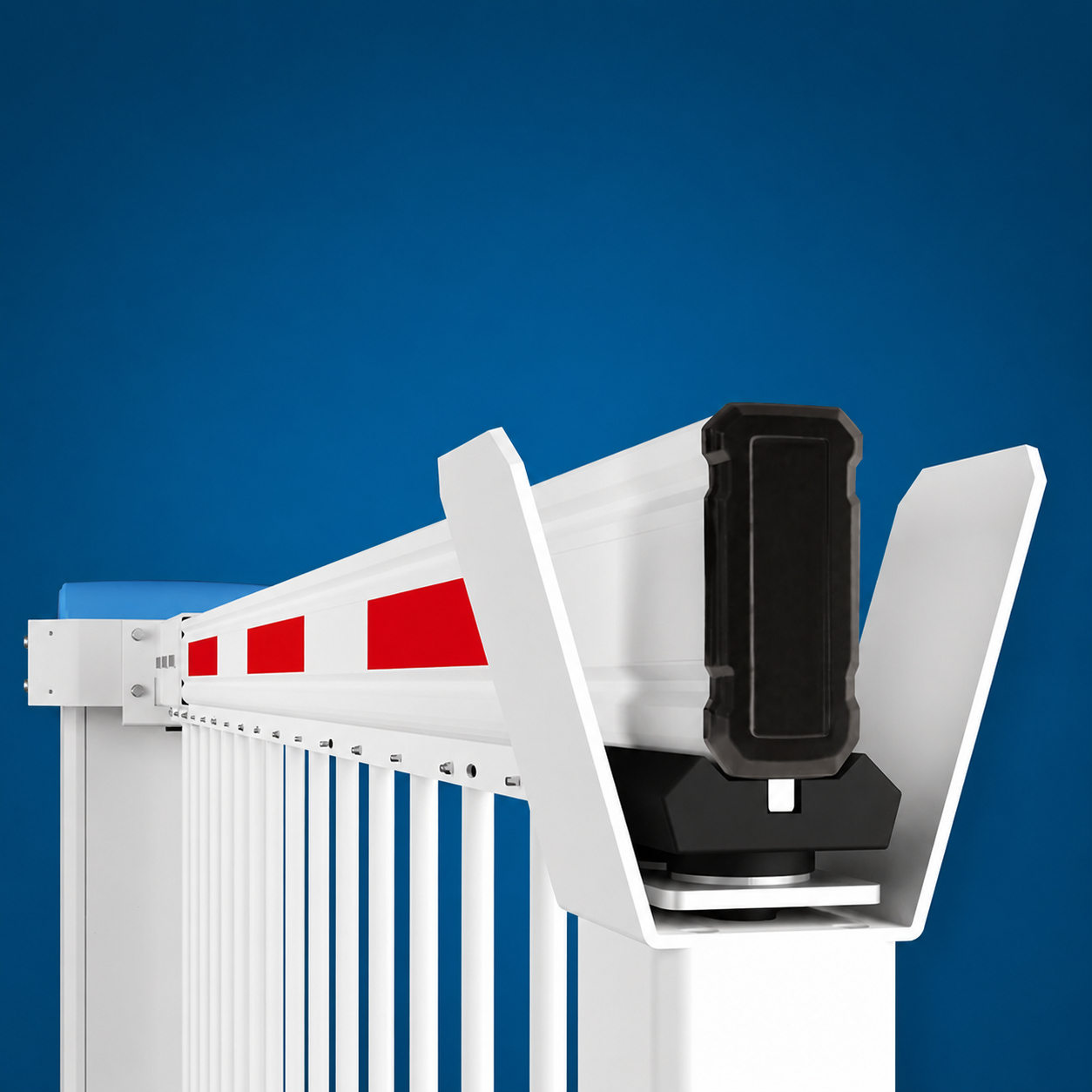 Magnetic locking system at the end of a boom gate arm