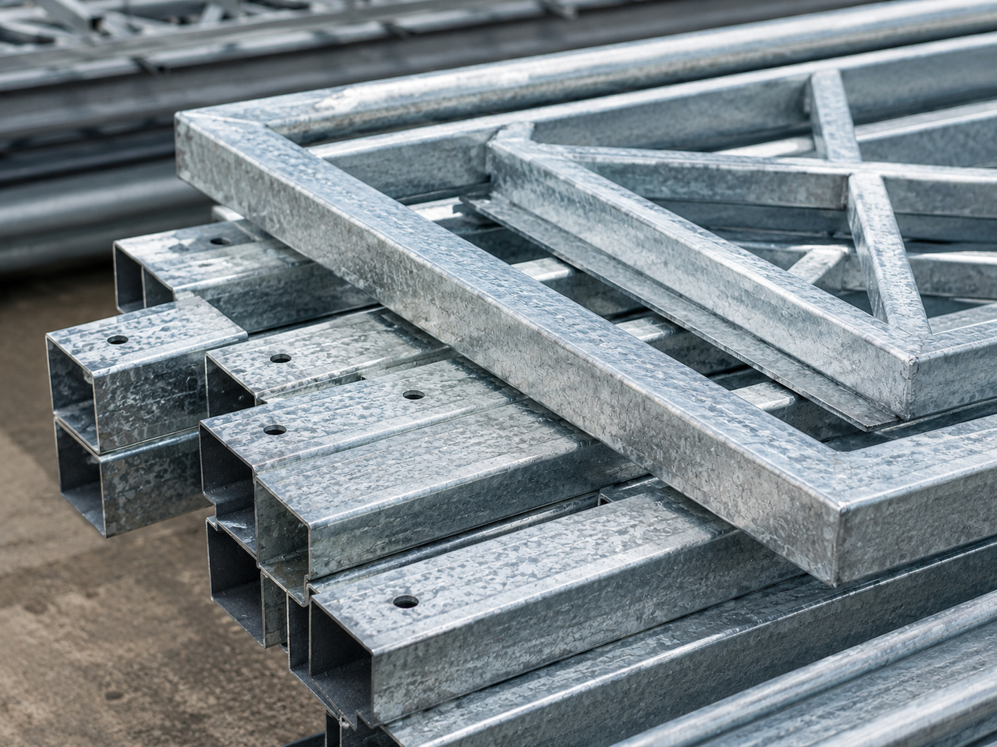 Hot-dip galvanised steel frame components