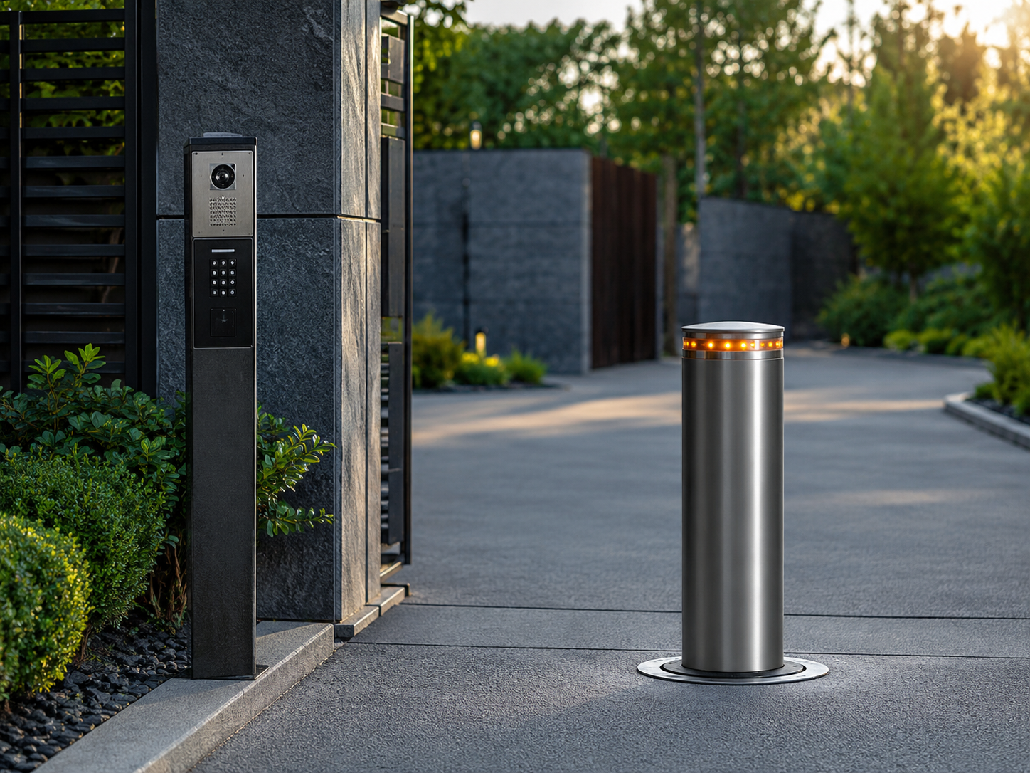 Intercom and keypad access release for an automatic bollard